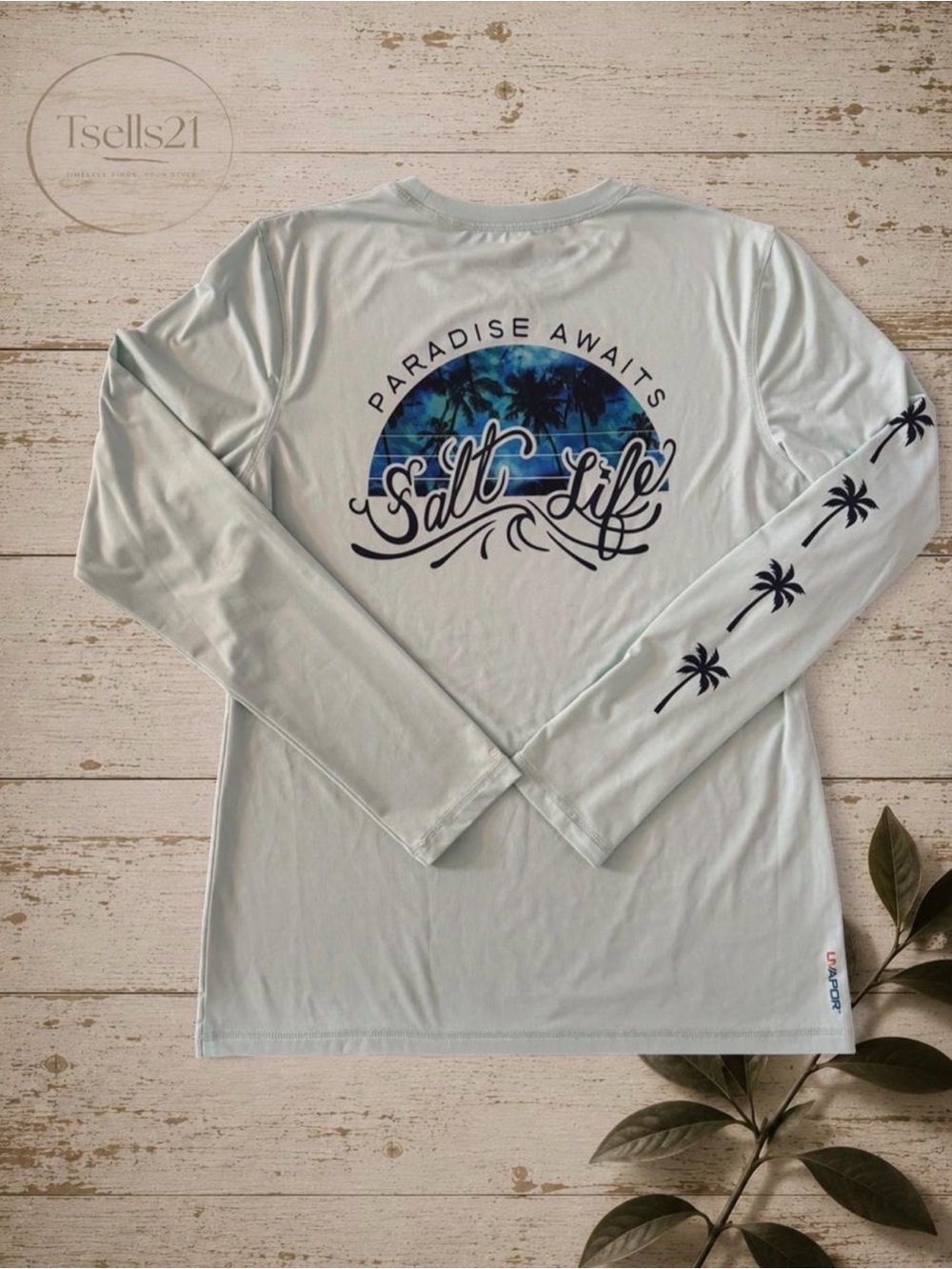 Salt Life "Paradise Awaits" Light Blue Long Sleeve Performance Shirt - Size L